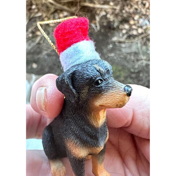 Vintage 90's Ganz Rottweilier Christmas Ornament Dog New Santa Loves Me … - Picture 4 of 12